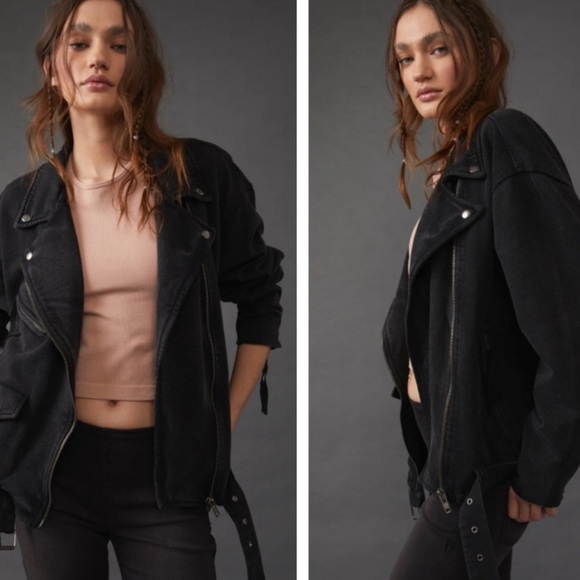 Free People ✨ We The Free Rebel Moto Knit Black Jacket - Picture 4 of 8